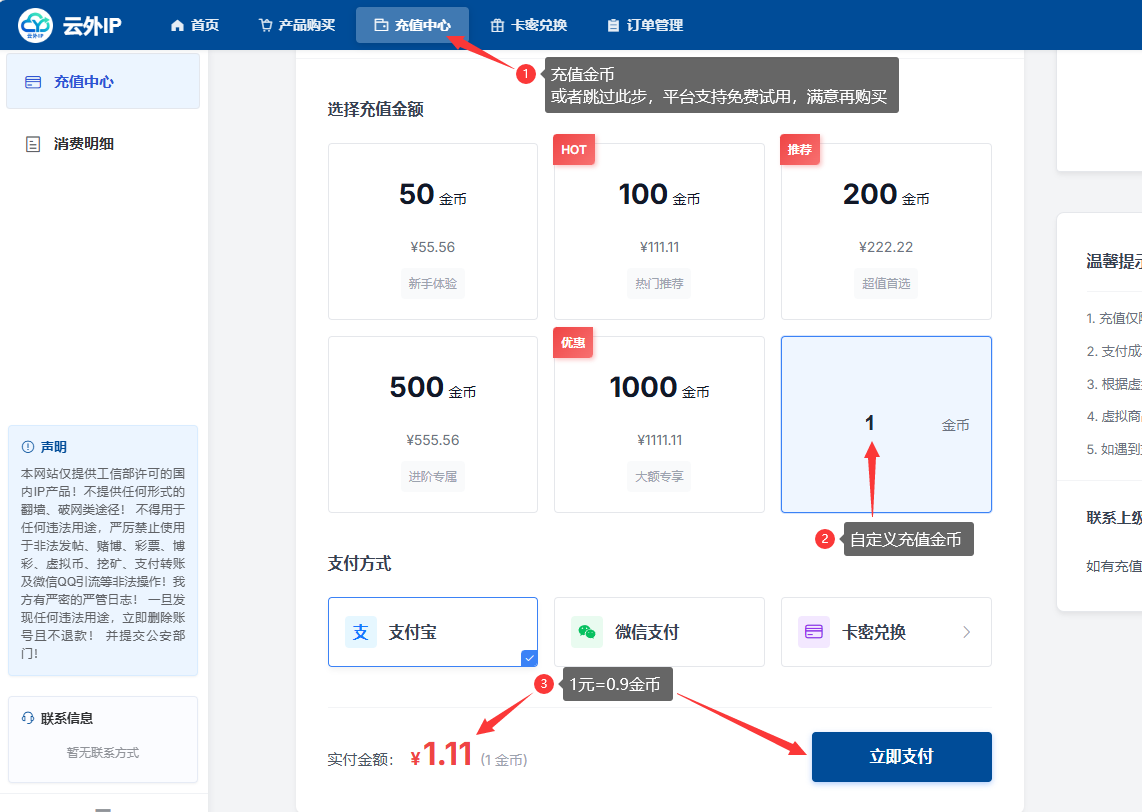 充值-云外ip